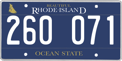 RI license plate 260071
