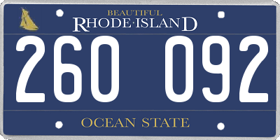 RI license plate 260092