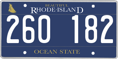 RI license plate 260182