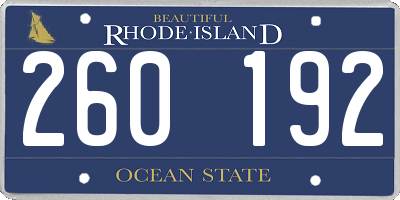 RI license plate 260192