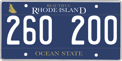 RI license plate 260200