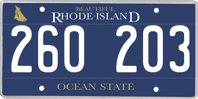 RI license plate 260203