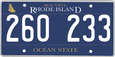 RI license plate 260233