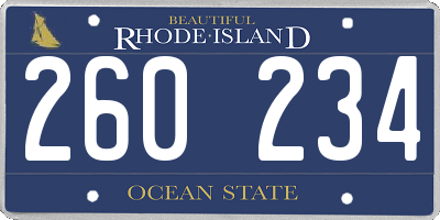 RI license plate 260234