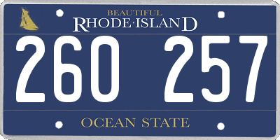 RI license plate 260257
