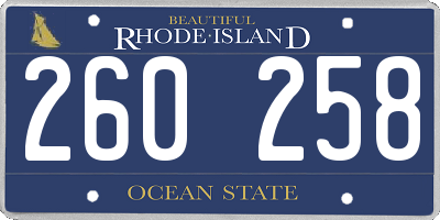 RI license plate 260258