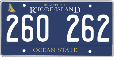 RI license plate 260262