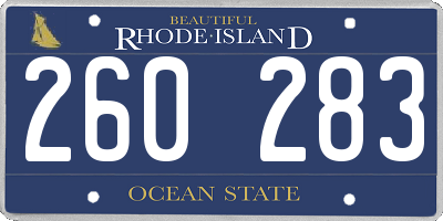 RI license plate 260283