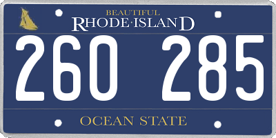RI license plate 260285