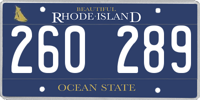 RI license plate 260289