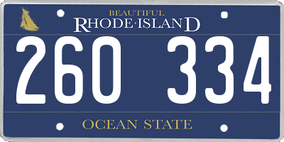 RI license plate 260334