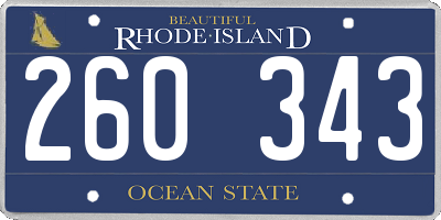 RI license plate 260343