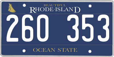 RI license plate 260353