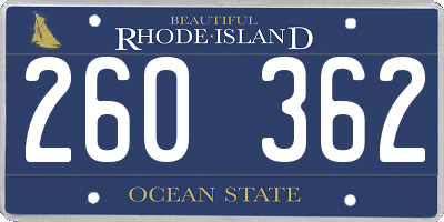RI license plate 260362