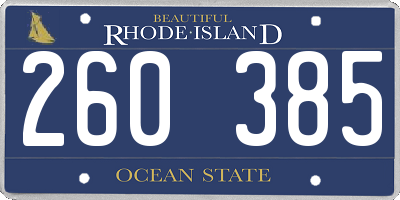 RI license plate 260385