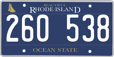 RI license plate 260538