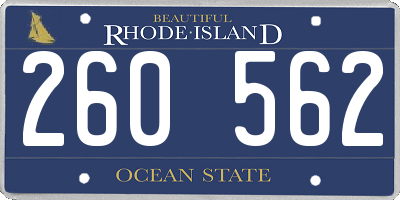 RI license plate 260562