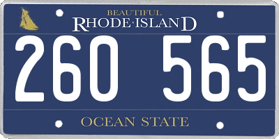 RI license plate 260565