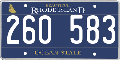RI license plate 260583