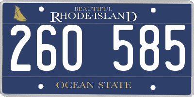 RI license plate 260585