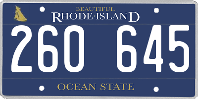RI license plate 260645