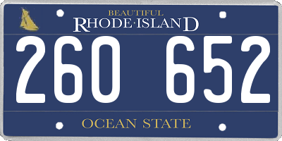 RI license plate 260652