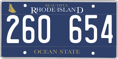 RI license plate 260654