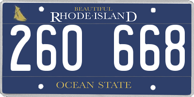 RI license plate 260668