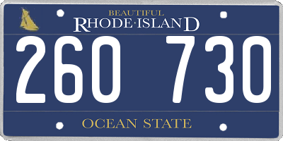 RI license plate 260730