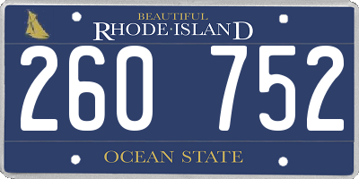 RI license plate 260752