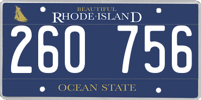 RI license plate 260756
