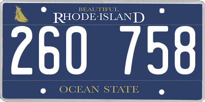 RI license plate 260758