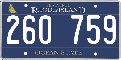 RI license plate 260759