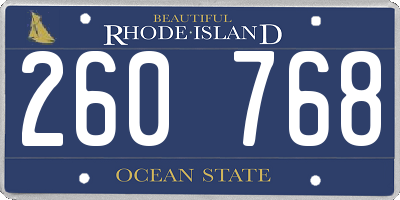 RI license plate 260768