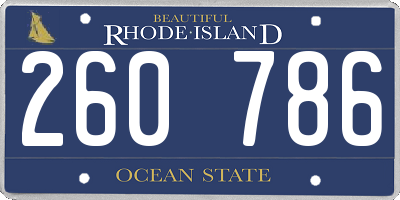 RI license plate 260786