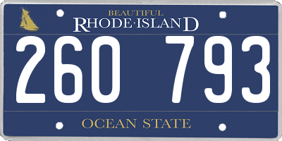 RI license plate 260793