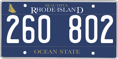 RI license plate 260802