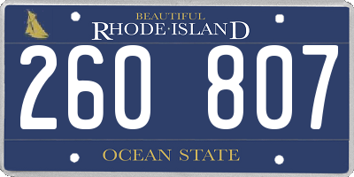 RI license plate 260807