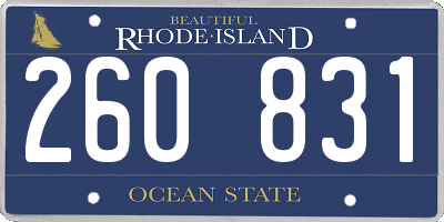 RI license plate 260831