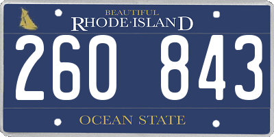 RI license plate 260843