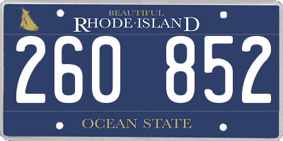RI license plate 260852
