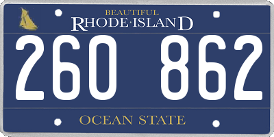 RI license plate 260862