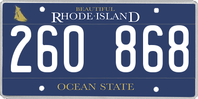 RI license plate 260868