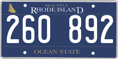 RI license plate 260892