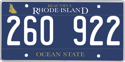 RI license plate 260922