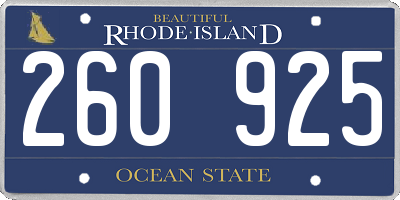 RI license plate 260925