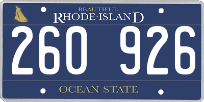 RI license plate 260926