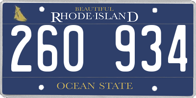 RI license plate 260934