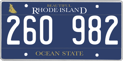 RI license plate 260982