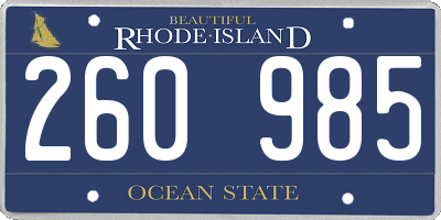 RI license plate 260985